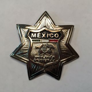 Obsolete/collectable Mexico Policia Federal Police Badge & Visor Cap Talla 61