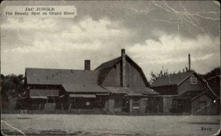 Jac Jungle Dance Hall Barn Grand River Grand Haven Michigan 1940 - 50s Postcard