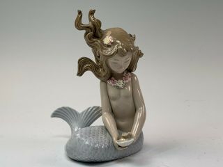 Retired Lladro Figurine,  " Mirage " 1415 Mermaid Holding Pearl Orig.  Box