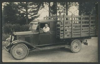 Rppc Real Photo Postcard C.  1925 Chevy Pickup Truck With A Load Of Chickens