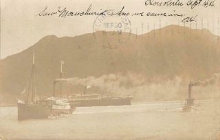 Rppc Ss Manchuria,  Honolulu,  Hawaii Ocean Liner Steamships 1906 Vintage Postcard