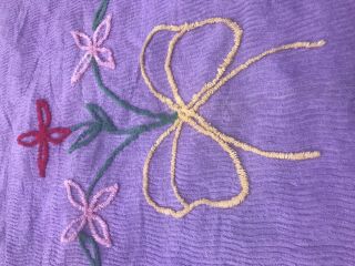 Vtg Purple Chenille Bedspread W/ Red Yellow Green Pink 40’s 50’s