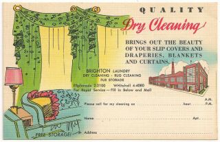 " Quality Dry Cleaning " Brighton Laundry Brooklyn Ny Advertising Postcard