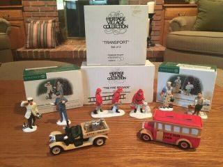 Dept 56 Post/dairy Delivery Men,  Painter/newsboy,  Fire Brigade,  City Transports