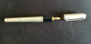 S.  T.  Dupont Silver Fountain Pen 14k Gold Nib
