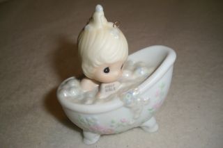 1987 Precious Moments He Cleansed My Soul Ornament Bisque Hand Painted
