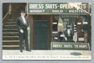 Aj Gatterdam Suit Store Chicago Antique Advertising—146 Lasalle Street—clothing