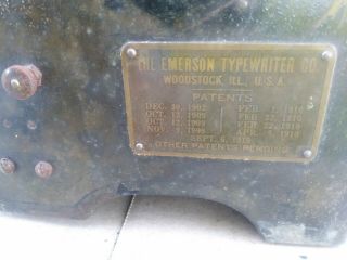 Emerson No 3 Antique Typewriter Patented April 1910 8