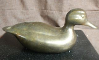 Vintage Solid Brass Duck Decorative Collectable Figurine 10 " Natural Patina