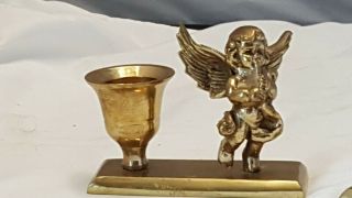 Vintage Cherub Brass Candle Holders set of two 2