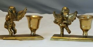 Vintage Cherub Brass Candle Holders set of two 4