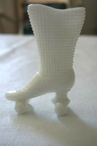 Milk Glass Roller Skate Boot White Vase Holder