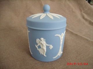 Vintage Wedgwood Blue Jasperware Covered Round Jar