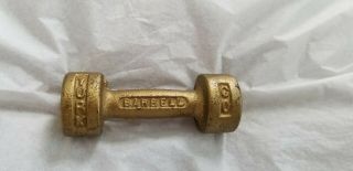 Vintage Cast Iron York Barbell Dumbbell Paperweight Gold Paint 8 Oz Made In Usa
