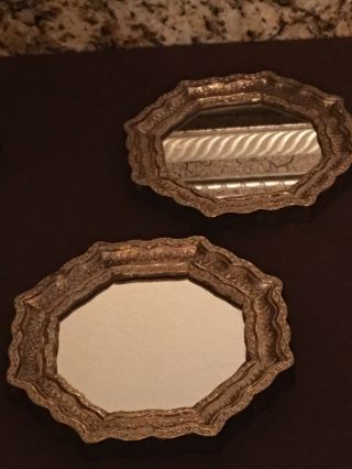 Vintage Gold Tone Ornate Decorative Wall Mirrors Set Of 2