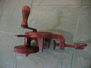 Vintage Antique Hand Crank Bench Mount Grinding Wheel Stone