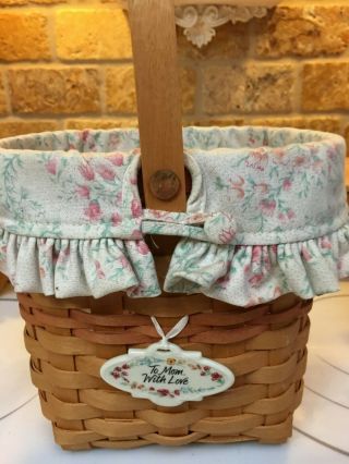 Longaberger 2001 Mothers Day Vintage Blossoms Basket Combo With Tie - On