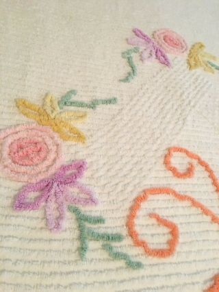 Vintage Chenille Bedspread Flowers So Pretty A,