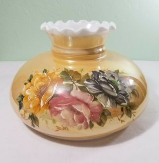 Vintage Milk Glass Lamp Shade With Floral Design