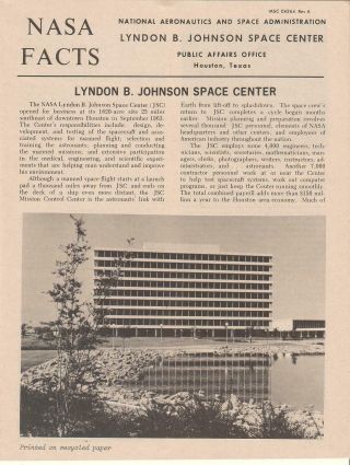 Nasa Facts Msc 04264 Rev A Lyndon B Johnson Space Center Jsc 8 Pages