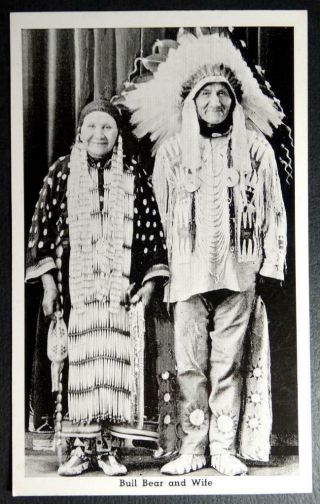 Postcard Rppc Real Photo Bull Bear And Wife Native American Sioux Indian