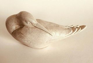 Signed Georgina Ceramic Art Pottery Resting Shore Bird Figurine Studio Artist
