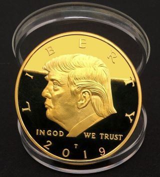 2019 President Donald Trump Gold Plated Eagle Commemorative Coin,  (100pc)