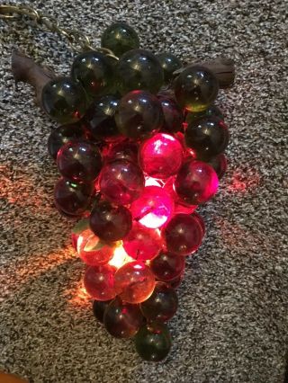 Vintage 1960s Lucite Acrylic Large Grape Cluster Hanging Swag Light 7