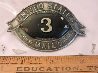 Rare Ca 1888 Obsolete United States Mail Post Office Department Badge 3 Tdbr
