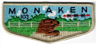 Order Of The Arrow (oa) Flap Lodge 103 Monaken S1 Ff First Flap