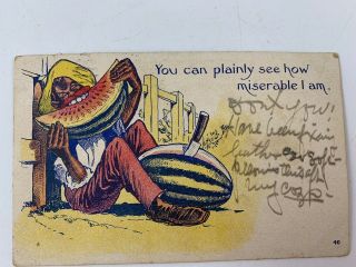 Antique/vintage 1942 Black Americana Postcard With Postmark & Old Handwriting