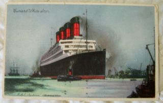 Estate Vintage 1934 Postcard - Cunard White Star - Rms Aquitamia