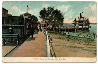 Canada Ontario Fort Erie Ferry Boat Railway Railroad Train Station Postcard