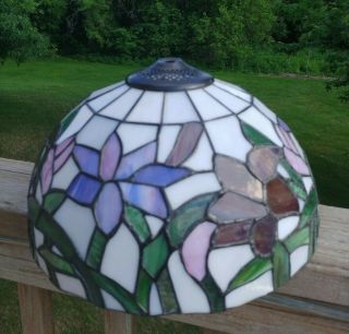 Dale Tiffany Leaded Stained Glass Lamp Shade Arts & Crafts Style Signed 12”