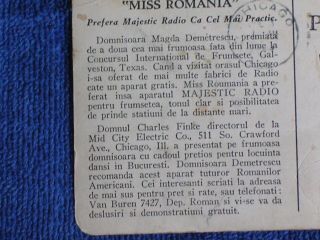 Magda Denetrescu - the 1st Miss Romania - 1929/Majestic Radio Advertising RPPC 3