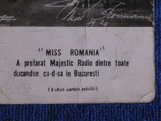 Magda Denetrescu - the 1st Miss Romania - 1929/Majestic Radio Advertising RPPC 4