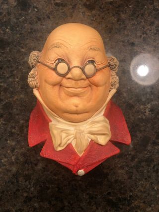 Mr.  Pickwick Vintage Bossons Chalkware Head Character Wall Hanging