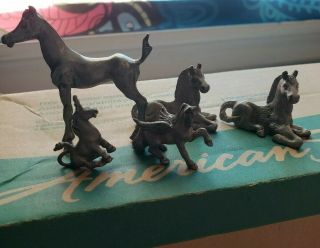 Fine Pewter Set Of 5 Various Horses Made In 1800s Spoontiques