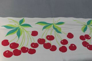 Vintage Cotton Kitchen Tablecloth Cherries 44x54 2