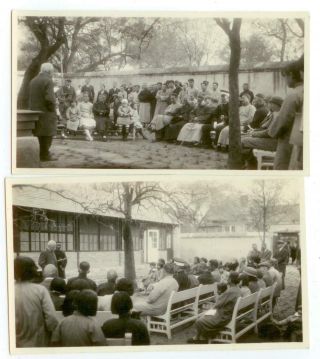 C1930s China Older Missionary Teaching Chinese Crowd Photos - Likely Near Peking