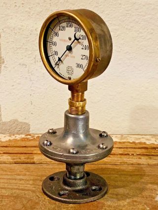 1926 Vintage Brass Pressure Gauge,  Industrial Valve,  Steampunk Parts,  Antique