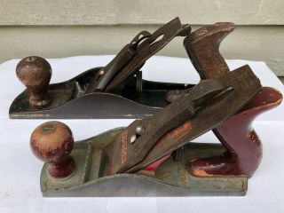 2 Vintage Wood Planes Victor Stanley No.  1104 And 14 " Unbranded