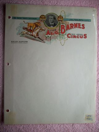 The Al.  G.  Barnes Wild Animal Circus - 1920 