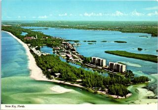Postcard Fl Siesta Key Florida Aerial View Gulf Of Mexico Sun Coast Chrome
