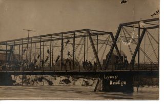 Rppc Lyons Bridge Co Metal Iron Bridge Workers Hanging From Iron Beams 637