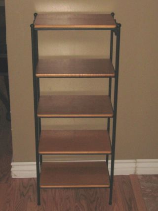 Longaberger Wrought Iron 5 Tier Shelf / Stand With 5 Wood Shelves