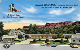St.  George Utah 1940s Postcard Rugged West Motel