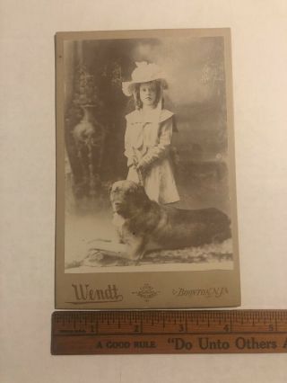 Cabinet Photo Of Girl With Huge Hat And Huge Dog Boonton,  Jersey