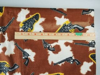 Vintage Cowhide & Gun Cotton Flannel Fabric Western 34.  5 " Wide 3 Yds,  16 "