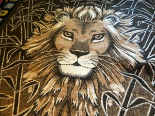 Biederlack Lion Head Brown/Beige Blanket Throw Reversible 56 x 76 Made inGermany 4